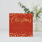 Eenvoudig Script Goud Rood Confetti Kerstfeest Kaart (Staand voorkant)