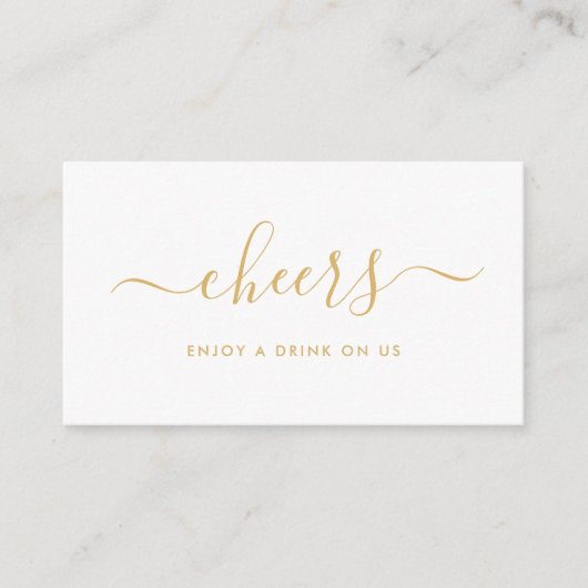 Eenvoudig Script Gratis Drankjes Ticket - Goud & W Informatiekaartje (Voorkant)