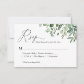 Eenvoudig Script Greenery Eucalyptus Foliage Wedde RSVP Kaartje (Voorkant)