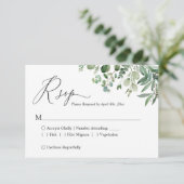Eenvoudig Script Greenery Eucalyptus Foliage Wedde RSVP Kaartje (Staand voorkant)