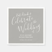 Eenvoudig script grijs en witbruiloft servetten (Voorkant)