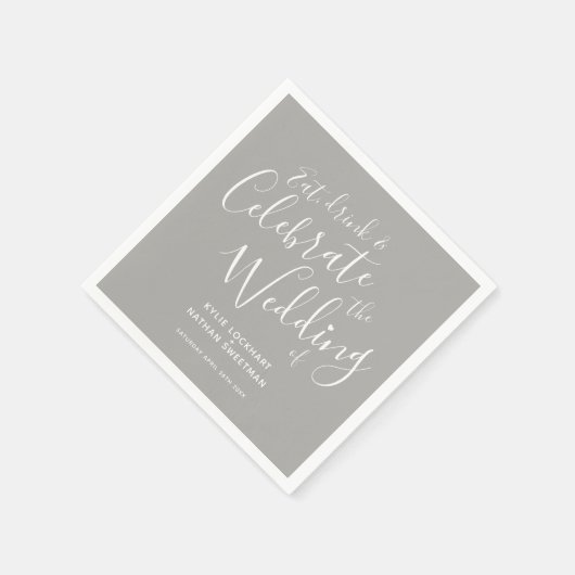 Eenvoudig script grijs en witbruiloft servetten (Hoek)