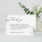 Eenvoudig script groen sympathie begrafenis bedankkaart (Staand voorkant)