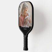 Eenvoudig script Grootmoeder Foto Jaar Zwart Pickleball Paddle (Links)