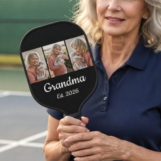 Eenvoudig script Grootmoeder Opgericht 3 Foto Jaar Pickleball Paddle