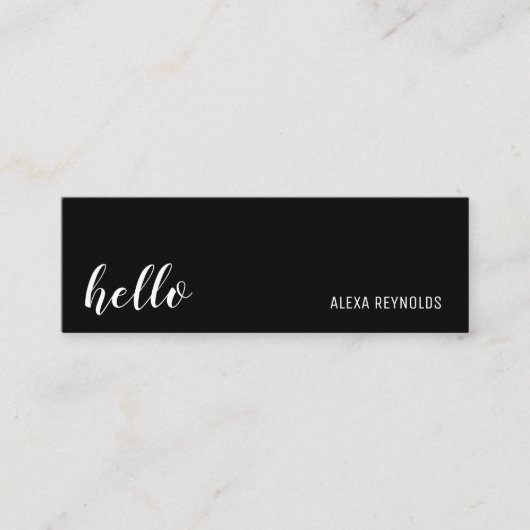Eenvoudig script Hallo op zwart Mini Visitekaartje (Voorkant)