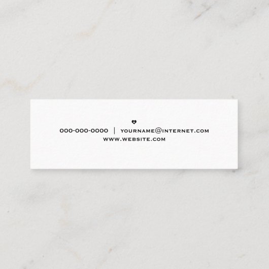 Eenvoudig script Hallo op zwart Mini Visitekaartje (Achterkant)