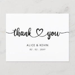 Eenvoudig script handgeschreven bruiloft Hartelijk Briefkaart