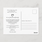 Eenvoudig script handgeschreven bruiloft Hartelijk Briefkaart (Achterkant)