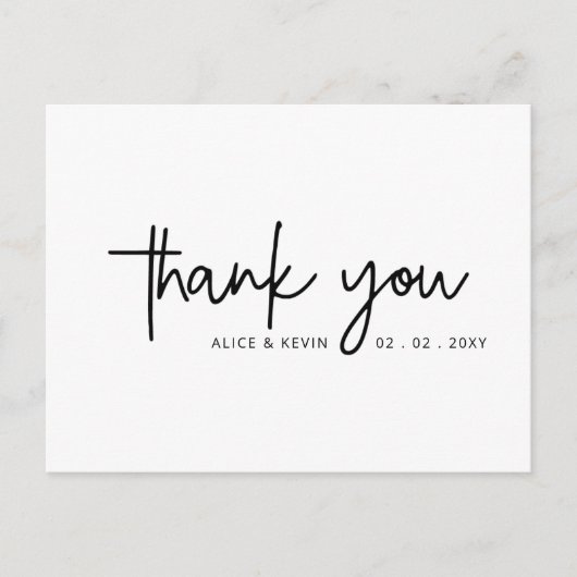 Eenvoudig script handgeschreven bruiloft Hartelijk Briefkaart (Voorkant)