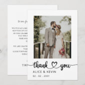 Eenvoudig script handgeschreven foto-bruiloft bedankkaart (Voorkant / Achterkant)