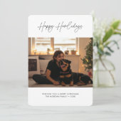 Eenvoudig script Happy Howlidays Christmas Dog Pho Feestdagenkaart (Staand voorkant)