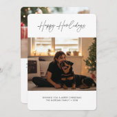 Eenvoudig script Happy Howlidays Christmas Dog Pho Feestdagenkaart (Voorkant / Achterkant)