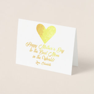 Eenvoudig script Happy Moederdag Big Love Heart Folie Kaarten