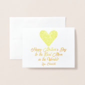 Eenvoudig script Happy Moederdag Big Love Heart Folie Kaarten (Voorkant met envelop)