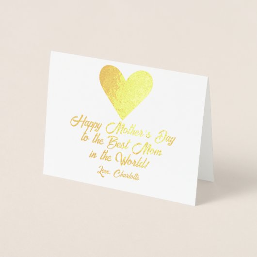 Eenvoudig script Happy Moederdag Big Love Heart Folie Kaarten (Voorkant)