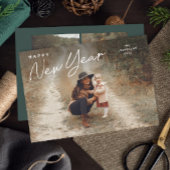 Eenvoudig script Happy New Year 3 Foto Feestdagenkaart