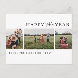 Eenvoudig script Happy New Year Photo Holiday Briefkaart