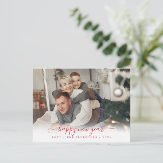 Eenvoudig script Happy Nieuwjaar Holiday Briefkaart (Staand voorkant)