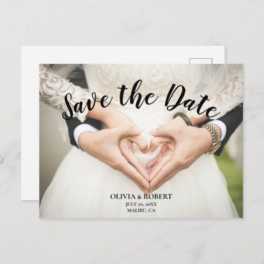 Eenvoudig script - hart Opslaan Datum Briefkaart (Voorkant / Achterkant)