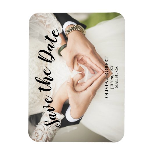 Eenvoudig script - hart Opslaan Datum Magneet (Verticaal)