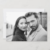 Eenvoudig script hart zwart op witte foto bruiloft save the date (Achterkant)
