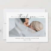 Eenvoudig script Horizontal 1 foto bruiloft Bedankkaart (Voorkant)