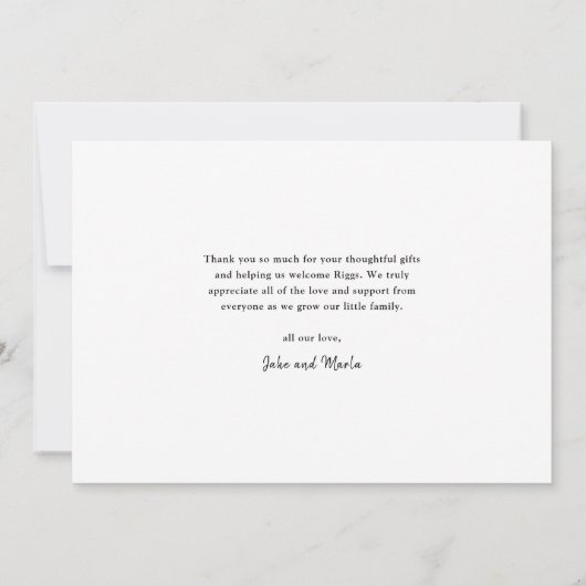 Eenvoudig script Horizontale foto Baby Bedankkaart (Achterkant)