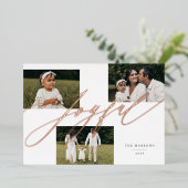 Eenvoudig script Joyful Greeting 3 Foto Folie Feestdagenkaart (Staand Voorkant)