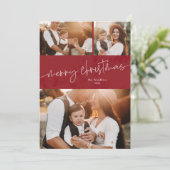 Eenvoudig script kerst foto collage feestdagenkaart (Staand voorkant)