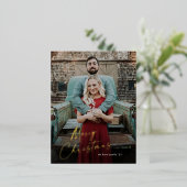 Eenvoudig script, kerstfoto folie feestdagen briefkaart (Staand Voorkant)