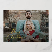 Eenvoudig script, kerstfoto folie feestdagenkaart (Voorkant)