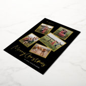 Eenvoudig script kerstfoto's Collage Gold Folie Feestdagenkaart (Gedraaid)