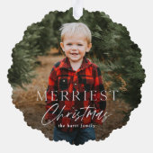 Eenvoudig script Kerstmis Foto Vakantie Ornament Kaart (Achterkant)