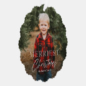 Eenvoudig script Kerstmis Foto Vakantie Ornament Kaart (Rechts)