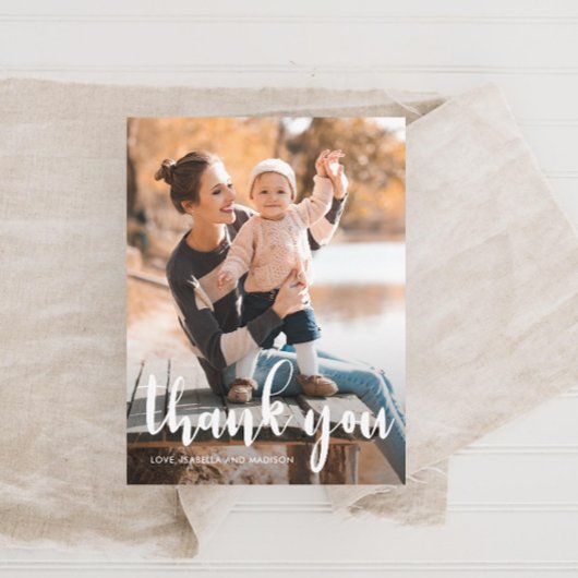 Eenvoudig script Kids Verjaardagsfoto Dank u Briefkaart