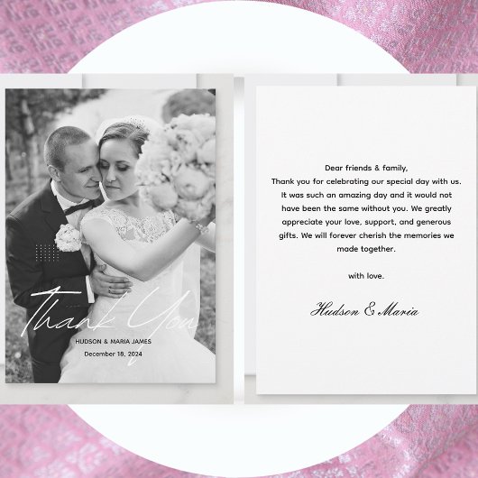 Eenvoudig Script Klassieke foto bruiloft gepersona Bedankkaart