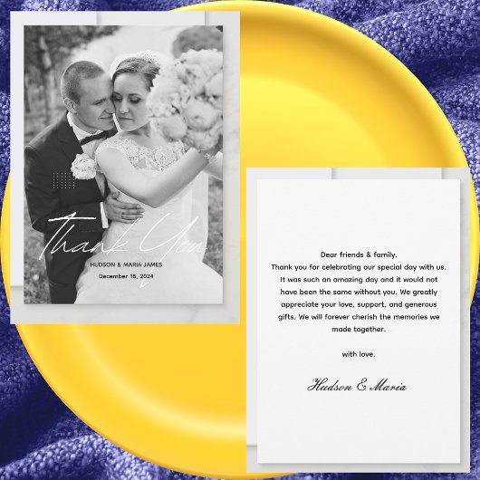 Eenvoudig Script Klassieke foto bruiloft gepersona Bedankkaart