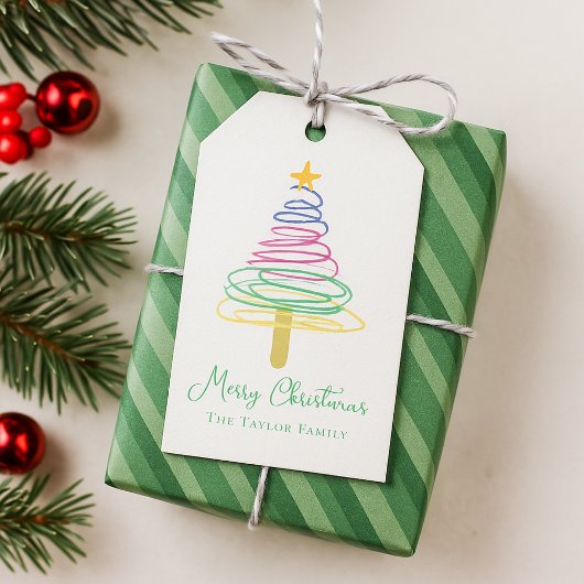 Eenvoudig Script Kleurrijk Modern Prettig Kerstfee Cadeaulabel