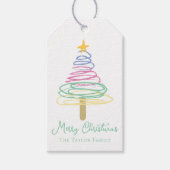 Eenvoudig Script Kleurrijk Modern Prettig Kerstfee Cadeaulabel (Voorkant)