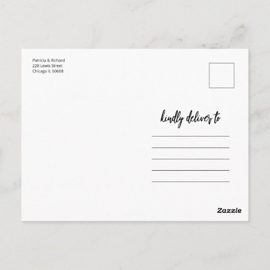 Eenvoudig script komt ons bij Opslaan Datum Foto Briefkaart (Achterkant)