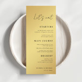 Eenvoudig script Let's Eat Black & Gold Wedding Menu