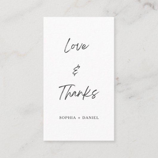 Eenvoudig script Liefde & Bedankt Bruiloft Plaatskaartje (Voorkant)