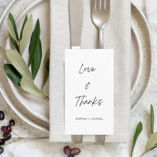 Eenvoudig script Liefde & Bedankt Bruiloft Plaatskaartje