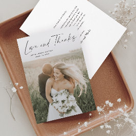 Eenvoudig Script Liefde en Dank Foto Bruiloft Bedankkaart