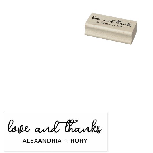 Eenvoudig script liefde en dank je hout rubberstempel (Gestempeld)