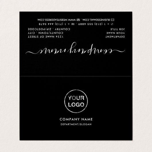 Eenvoudig script - Logo, zwart en wit dubbellaagse Visitekaartje (Buitenkant ongevouwen)