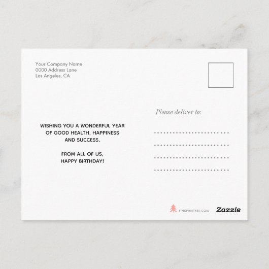 Eenvoudig Script Logo Zwart Wit Zakelijke Verjaard Briefkaart (Achterkant)