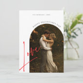 Eenvoudig script Love Arch Photo Valentijnsdag Feestdagenkaart (Staand voorkant)