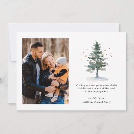 Eenvoudig script Love Heart Merry 2 Photo Feestdagenkaart (Achterkant)